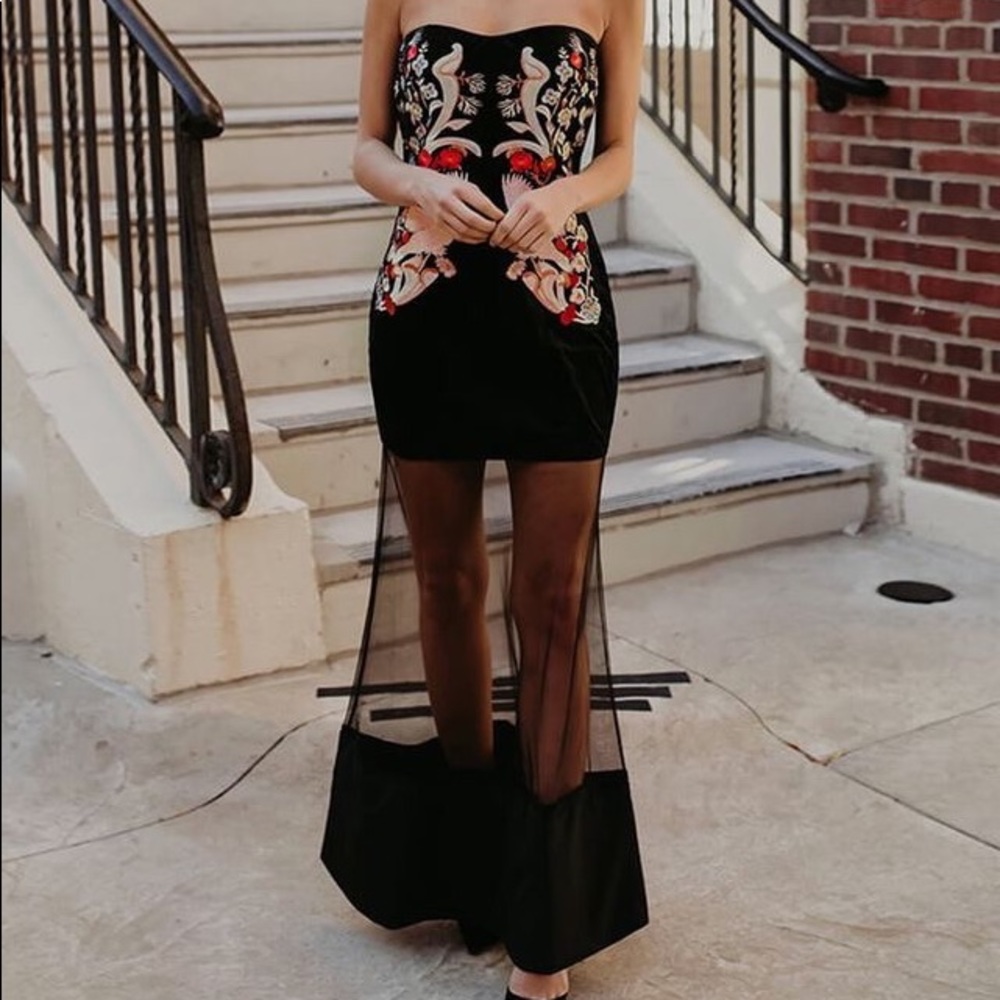 Birds Of A Feather Embroidered Maxi Dress